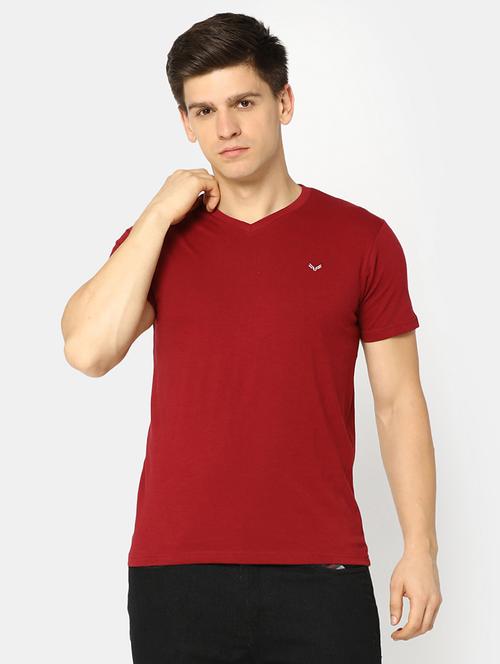 maroon cotton plain t-shirt - 20815904 - Very Small Image - 1