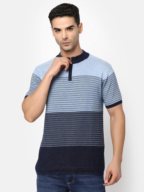 men mandarin neck striped t-shirt - 20815921 - Very Small Image - 1