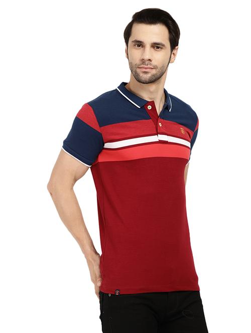 maroon cotton color block t-shirt - 20816033 - Very Small Image - 1
