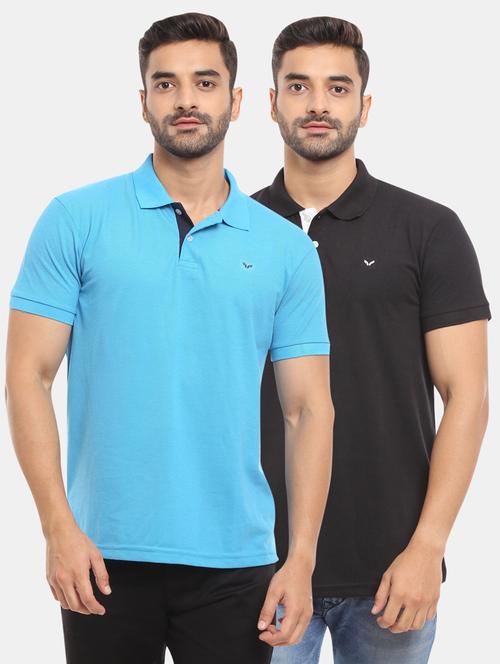 pack of 2 - blue cotton plain t-shirt - 20816133 - Very Small Image - 1