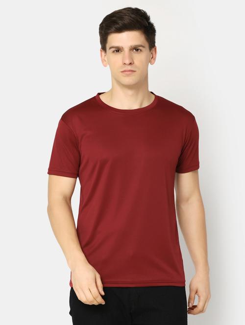 maroon polyester plain tshirt - 20816188 - Very Small Image - 1
