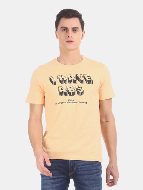 orange cotton chest print tshirt - 20816277 - Very Small Image - 1