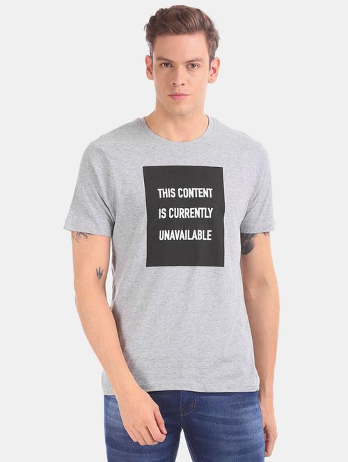 grey cotton chest print tshirt - 20816280 - Very Small Image - 1