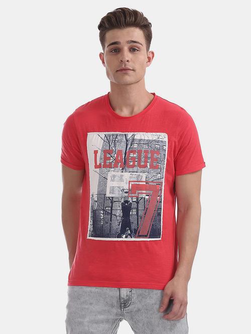 round neck chest printed t-shirt - 20816318 - Very Small Image - 1