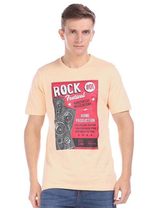 orange cotton chest print tshirt - 20816368 - Very Small Image - 1