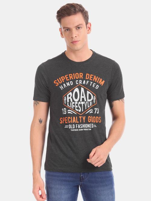grey cotton chest print tshirt - 20816454 - Very Small Image - 1