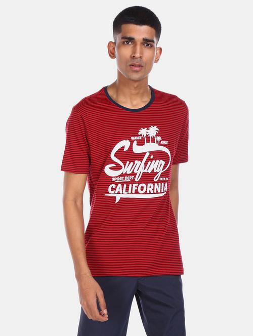 red cotton chest print tshirt - 20816486 - Very Small Image - 1