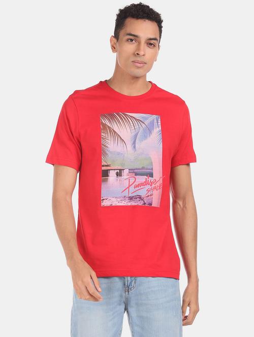 red cotton chest print tshirt - 20816497 - Very Small Image - 1