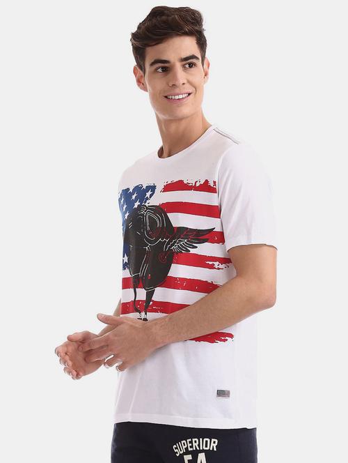white cotton front print t-shirt - 20816771 - Very Small Image - 1