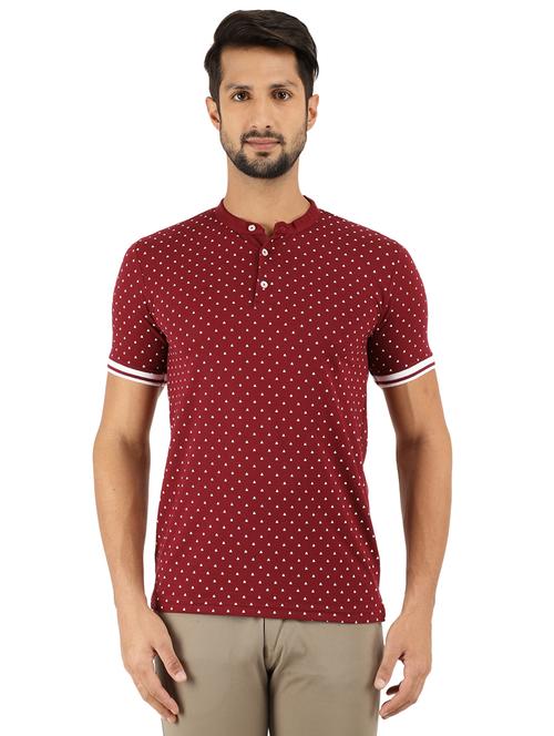 maroon cotton all over print tshirt - 20816853 - Very Small Image - 1