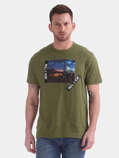 olive cotton chest print t-shirt - 20816919 - Very Small Image - 1