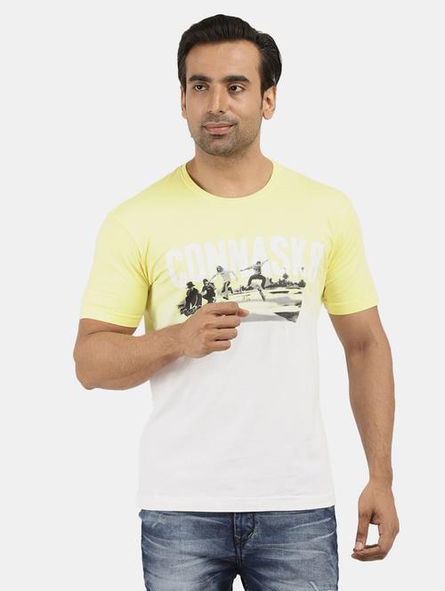 yellow cotton color block tshirt - 20816967 - Very Small Image - 1