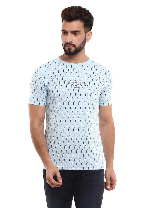 light blue cotton all over print tshirt - 20817129 - Very Small Image - 1