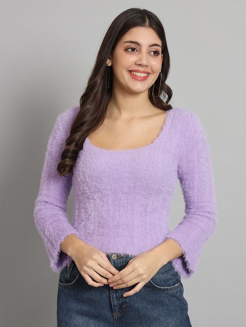 women long sleeved self design pullover - 20817531 - Very Small Image - 1