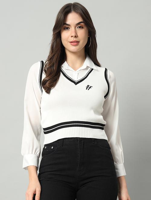 women sleeveless self design pullover - 20817565 - Very Small Image - 1