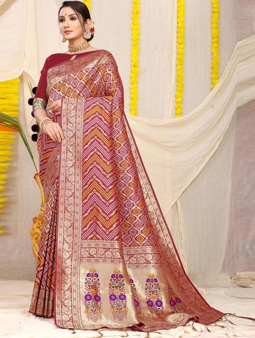 maroon self design kanjivaram saree with blouse - 20821151 - Very Small Image - 1