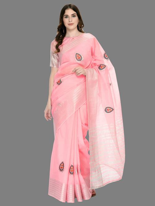 women pink embroidered saree with blouse - 20821164 - Very Small Image - 1