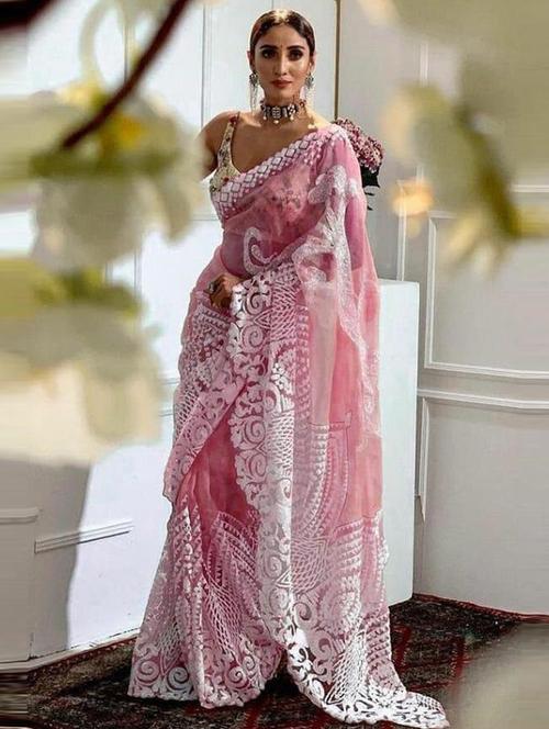 women pink embroidered saree with blouse - 20821198 - Very Small Image - 1