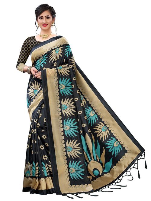 women black printed bhagalpuri saree with blouse - 20821451 - Very Small Image - 1