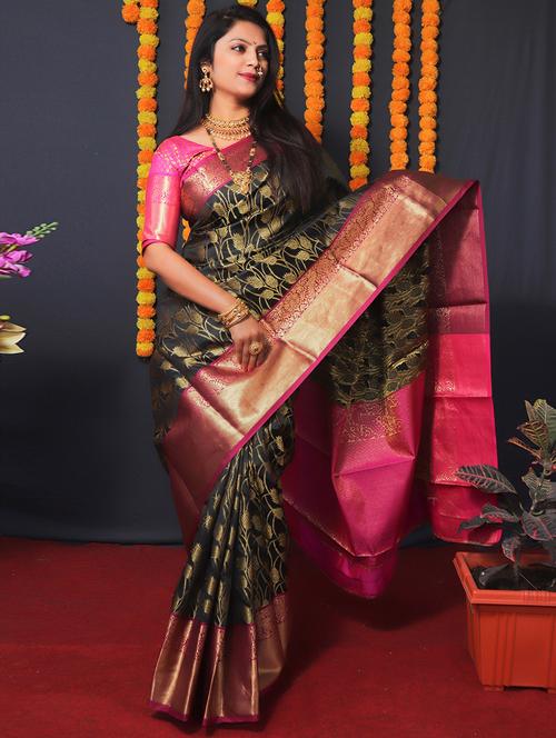 black self design kanjivaram saree - 20821781 - Very Small Image - 1