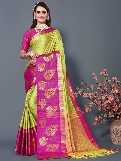 neo mint self design bordered saree - 20821794 - Very Small Image - 1