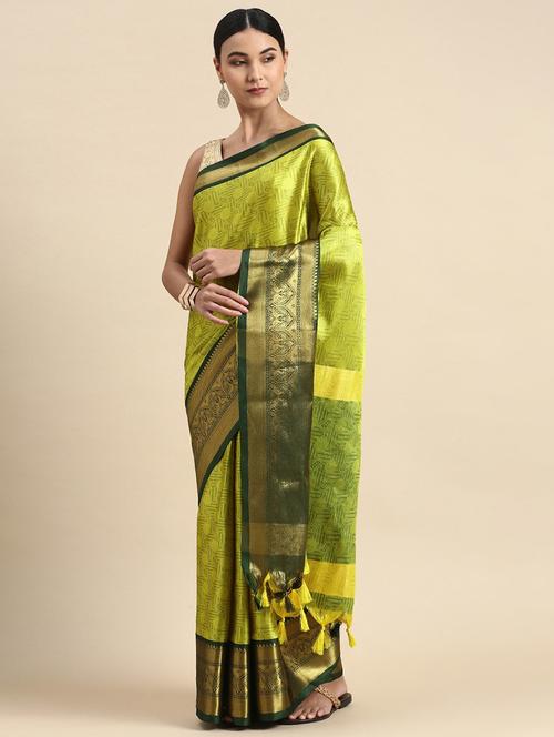 women green self design bordered saree - 20821852 - Very Small Image - 1