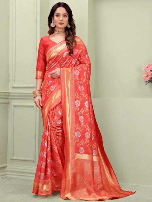 red self design kanjivaram saree with blouse - 20822107 - Very Small Image - 1