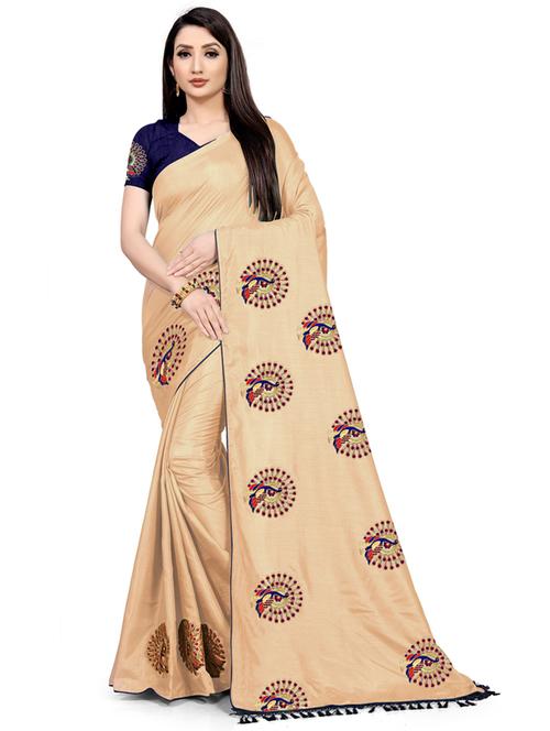 women beige embroidered saree - 20822732 - Very Small Image - 1