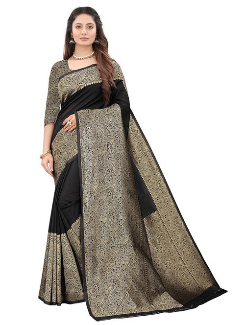 black self design banarasi saree with blouse - 20822750 - Very Small Image - 1