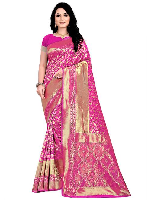 pink self design banarasi saree - 20822938 - Very Small Image - 1