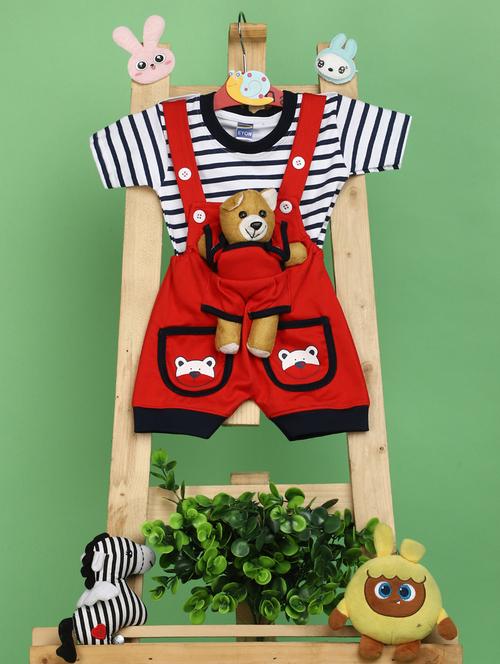 red cotton dungarees - 20825651 - Very Small Image - 1