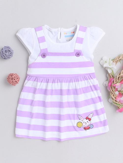 lavender stripes round neck frock - 20825739 - Very Small Image - 1