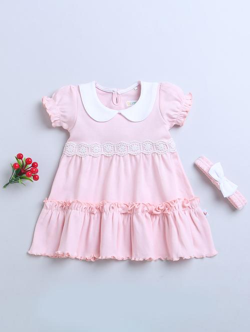 pink solids peter pan neck frock - 20825745 - Very Small Image - 1