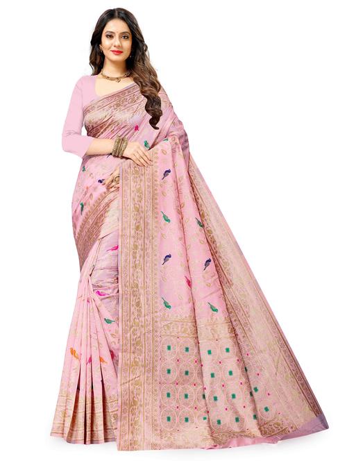 rosewater self design banarasi saree - 20825863 - Very Small Image - 1