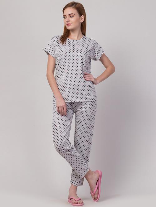 women polka print cotton pyjama nightwear set - 20826920 - Very Small Image - 1