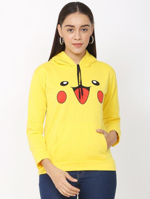 yellow chest print hooded sweatshirt - 20826945 - Very Small Image - 1