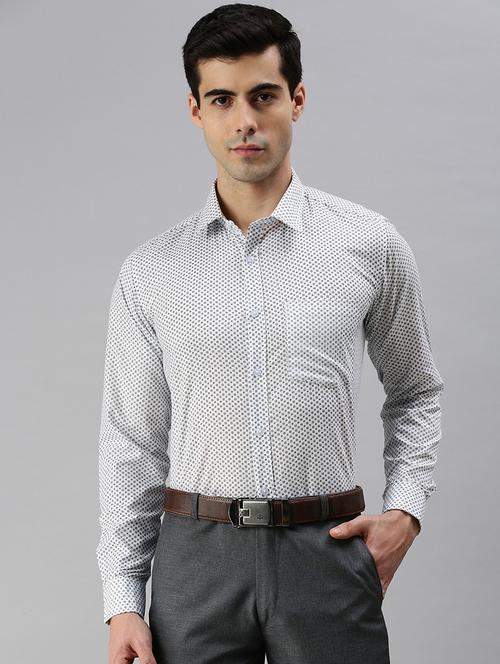white cotton blend printed casual shirt - 20827312 - Very Small Image - 1