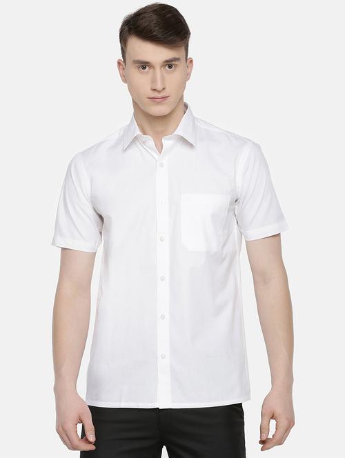 men white solid short sleeve casual shirt - 20827367 - Very Small Image - 1