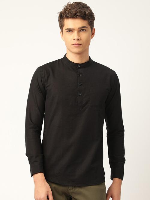 black mandarin neck short kurta - 20827427 - Very Small Image - 1