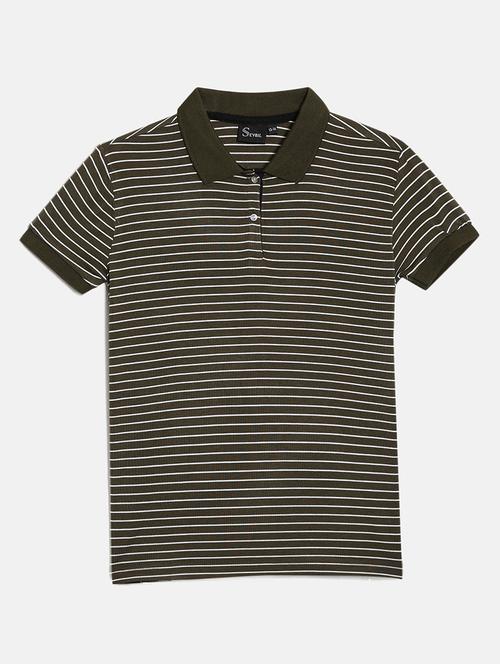 kids green & white striped polo t-shirt - 20827508 - Very Small Image - 1