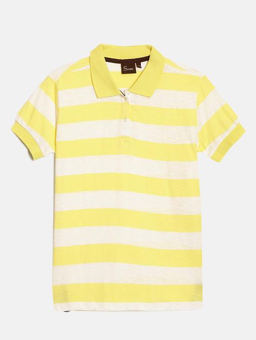 kids white & yellow striped polo t-shirt - 20827513 - Very Small Image - 1