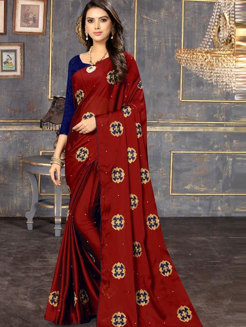 women embroidered saree with blouse - 20830929 - Very Small Image - 1