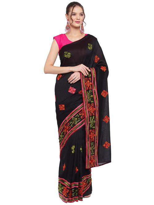 women black embroidered saree with blouse - 20831018 - Very Small Image - 1