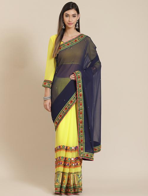 embroidered half and half saree with blouse - 20831099 - Very Small Image - 1