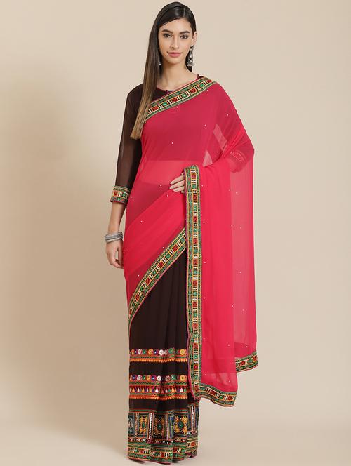 embroidered half and half saree with blouse - 20831108 - Very Small Image - 1