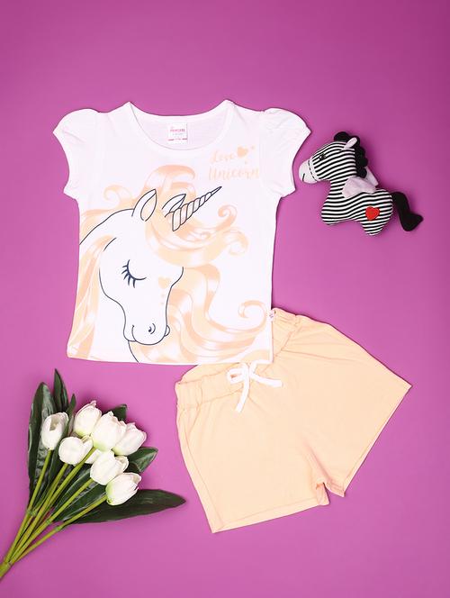 girls printed t-shirt & shorts set - 20831451 - Very Small Image - 1