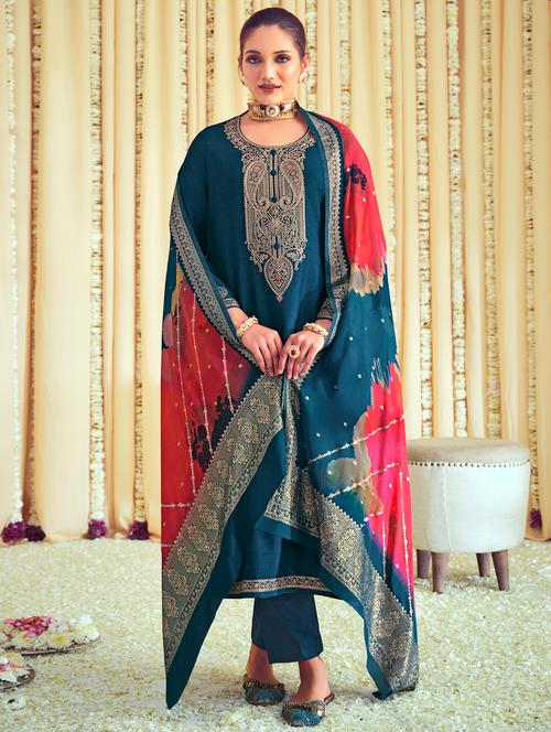 women embroidered unstitched suit set with dupatta - 20831772 - Very Small Image - 1