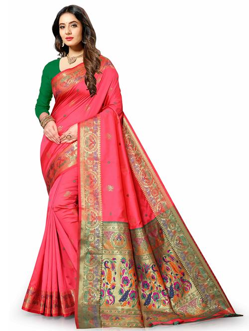 pink self design banarasi saree - 20831792 - Very Small Image - 1