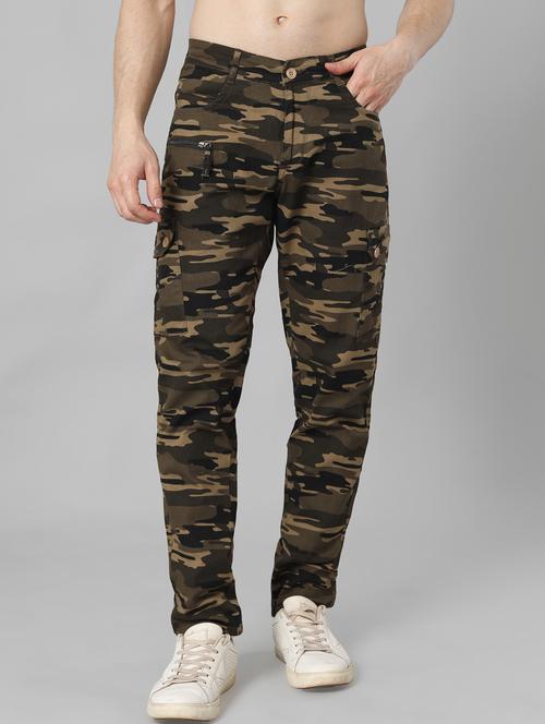 olive cotton cargos casual trousers - 20831909 - Very Small Image - 1