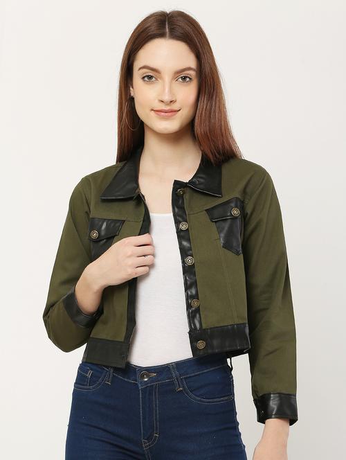 khaki detailed denim jacket - 20832154 - Very Small Image - 1